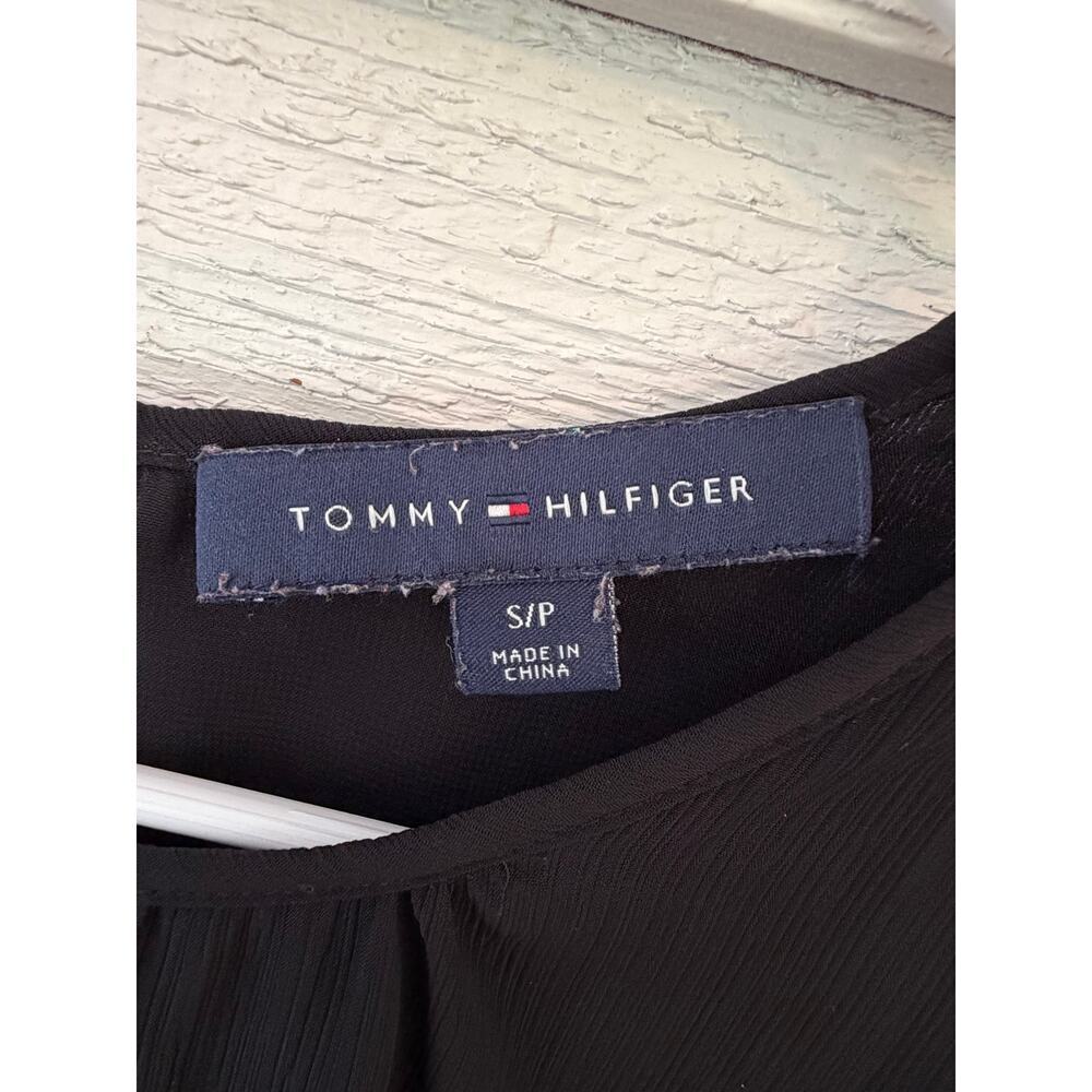 Tommy Hilfiger Black Long Sleeve Bubble Hem Blouse Small - Picture 4 of 5